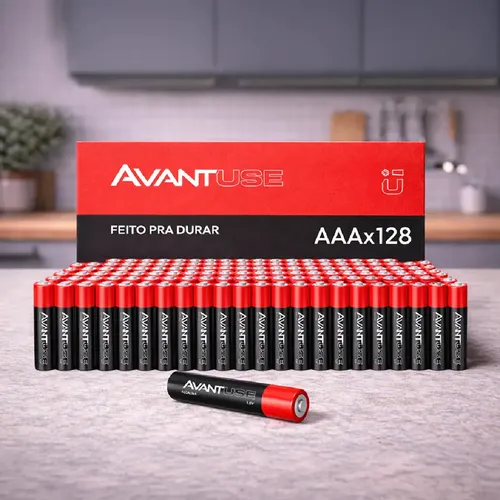 Kit 128 Pilhas Alcalina Palito Aaa 1.5v 3a Avant Use