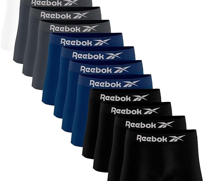 Kit 12 Cuecas Boxer Reebok Masculinas Microfibra Adulto Box Sem Costura