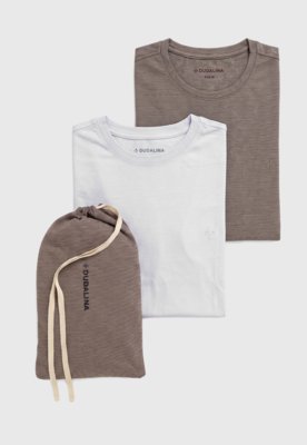Kit 2 Camisetas Masculinas Dudalina Gola Redonda Cinza e Branca