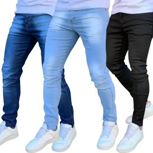 Kit 3 Calças Jeans Masculina Com Elastano Super Confortável na Meli por R$ 99,45