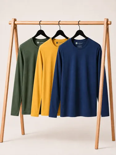 Kit 3 Camiseta Manga Longa Masculina Slim Algodão 30.1 Zaroc