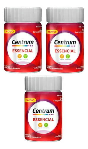 Kit 3 Un. Polivitaminico Centrum Essencial 30 Comprimidos Sabor Sem sabor