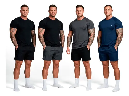 Kit 8 Peças Dry Fit 4 Camisetas + 4 Shorts Academia Sandrini