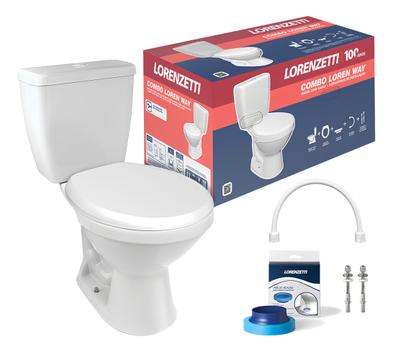 Kit Combo Bacia com Caixa Acoplada Vaso Loren Way Branco Lorenzetti – Vaso Sanitário e Acessórios –