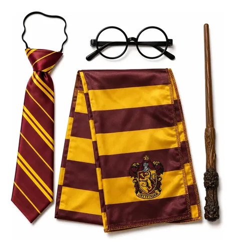 Kit Harry Potter Gryffindor Cachecol Gravata Óculos Varinha