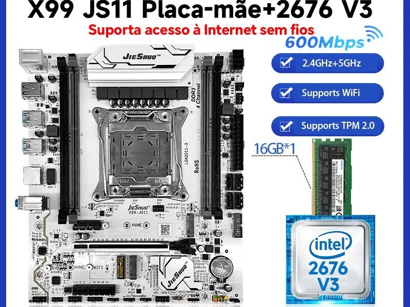 Kit Placa Mãe JIESHUO X99-JS11 + Xeon E5-2676 V3, Utiliza 16GB de memória DDR3 , TPM 2.0, para PC Gamer LGA2011-3 – AliExpress