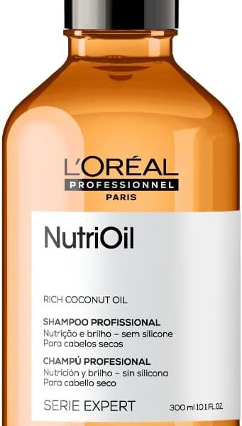 L’Oréal Professionnel NutriOil Shampoo de Nutrição Intensa com Óleo de Coco – Para Cabelos Secos, Limpeza Suave e Maciez, 300 ml