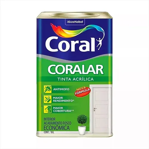 Latex acrílica tinta coral anti mofo branco 18l coralar branco fosco na Meli por R$ 199,92