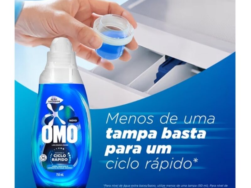 Lava-Roupas Líquido Omo Ciclo Rápido Ação Antiodor Frasco 750ml