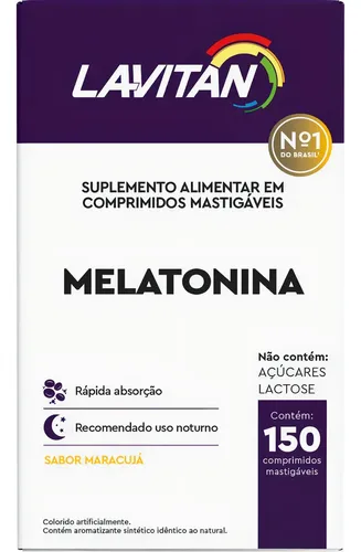 Lavitan Melatonina 0,21mg 150 Comprimidos Mastigáveis Maracujá
