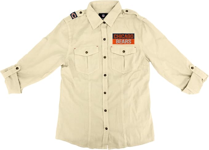 Littlearth Camisa feminina NFL Field Linen/algodão com botões