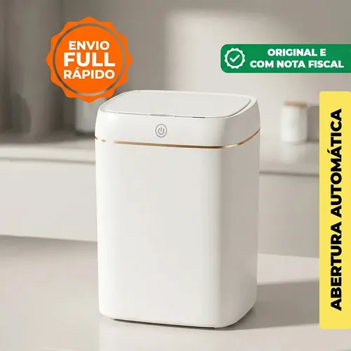 Lixeira Banheiro Cozinha Sensor Automático Inteligente Wc Cor Branco