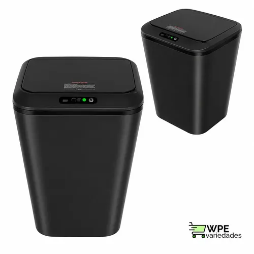 Lixeira Quadrada Preta 16L Inteligente Automática com Sensor para Banheiro e Cozinha