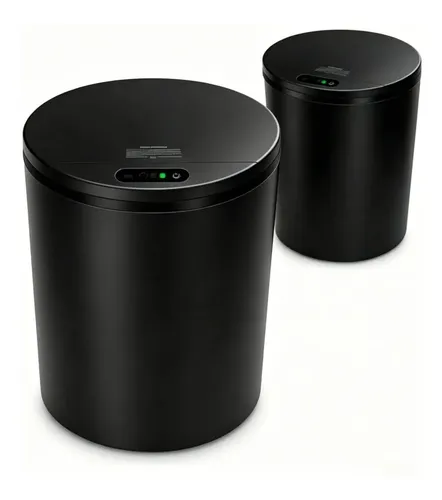 Lixeira Redonda Preta Inteligente 16L Automática com Sensor para Banheiro e Cozinha