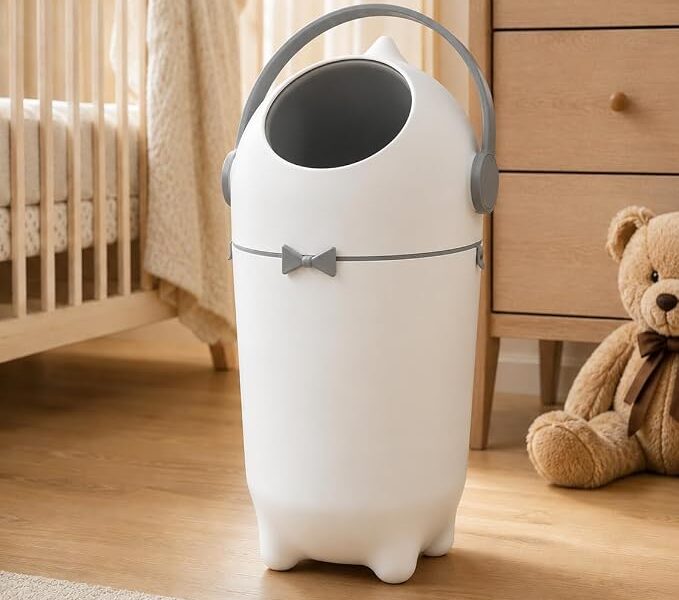 Lixeira para Fraldas Antiodor 10L com Sistema Giratório, Alça Prática e Vedação de Resíduos, Design Decorativo para Quarto de Bebê, Banheiro e Lavabo na Amazon por R$ 99,00