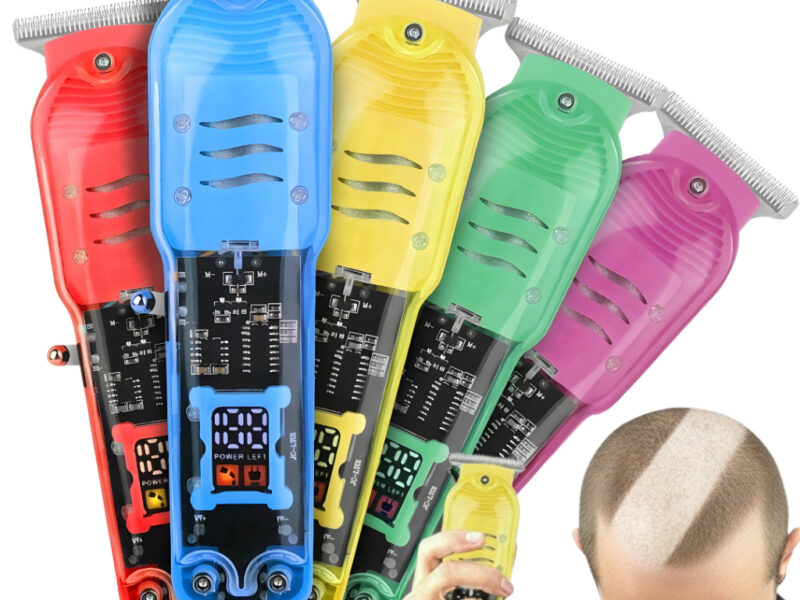 Máquina De Cortar Cabelo Profissional Smart Lcd Barbeador Elétrico Transparente Sem Fio Para Homens