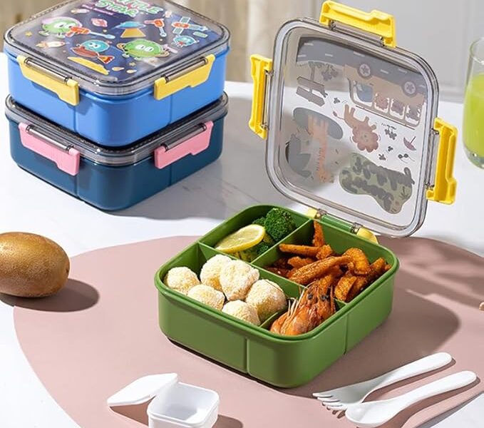 Marmita Lunch Box Infantil Espaço com Tampa – 1100ml – Plástico PP com Silicone – 18 x 19 x 6.5cm
