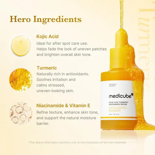 Medicube Kojic Acid Turmeric Niacinamide TRATA MANCHAS 30ml Todo Tipo De Pele melasma