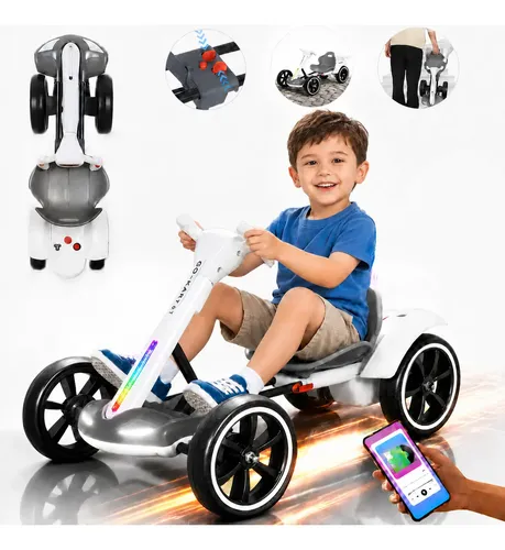 Mini Carro Elétrico Infantil Controle Luzes Bluetooth 80kg