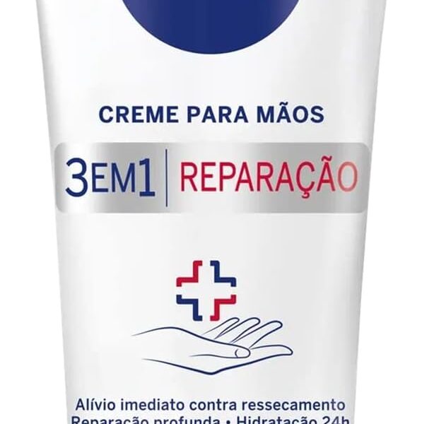NIVEA Creme para Mãos Reparação com Dexpanthenol 75g, Alívio do Ressecamento, Hidratação 24h, Reparação Profunda, Uso Diário, Pele Seca e Extrasseca