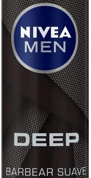 NIVEA MEN Espuma de Barbear Deep 200ml, Pele Limpa, Previne Irritações, Carvão Ativado, Deslizamento Suave