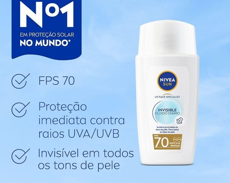 NIVEA SUN Protetor Solar Facial Fluido UV Face Specialist Invisible FPS 70 40ml, Muito Alta Proteção UVA/UVB, Invisível em Todos os Tons, Textura Ultraleve, Cuidado Diário