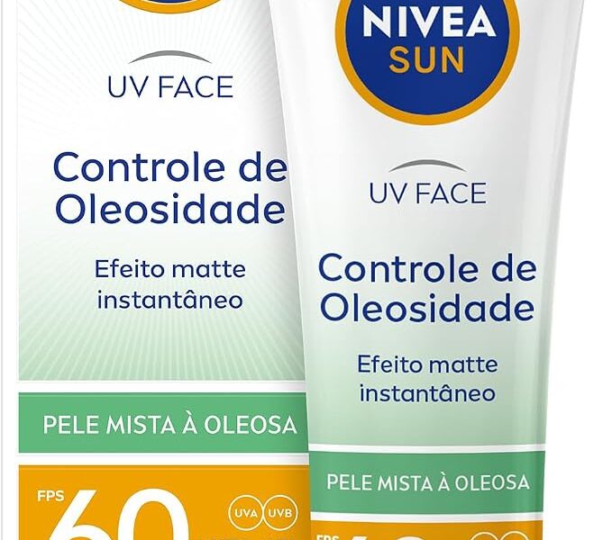 NIVEA SUN Protetor Solar Facial UV Face Controle de Oleosidade FPS 60 50ml, Muito Alta Proteção UVA/UVB, Efeito Matte, Controle do Brilho, Cuidado Diário