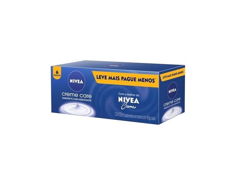 NIVEA Sabonete em Barra Creme Care Promo 6 un. 90g – Limpa e deixa a pele macia mesmo após o banho, com glicerina, fragrância NIVEA Creme e o exclusivo ingrediente Eucerit