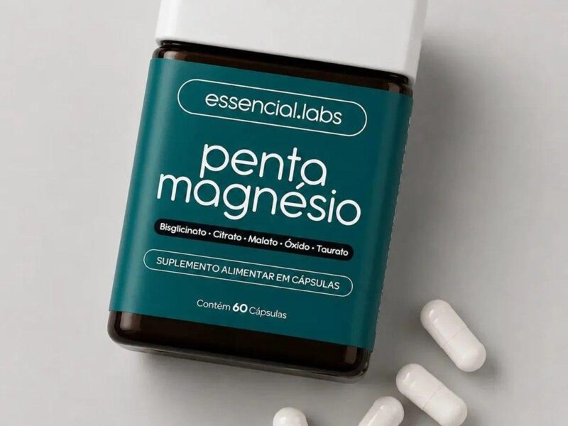PENTA MAGNÉSIO – Bisglicinato + Dimalato + Citrato + Taurato + Óxido de Magnésio – A Combinação Perfeita de 5 Magnésios com Máxima Pureza e Biodisponibilidade – 60 Cápsulas