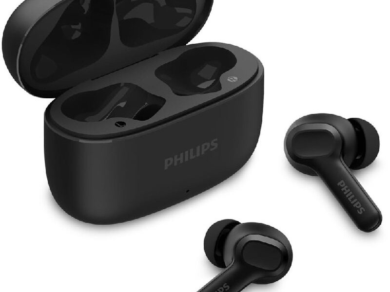 PHILIPS, Fone de Ouvido Sem Fio TWS, TAT1109BK/00, Bluetooth, Com Microfone, Até 24 horas de bateria, Preto