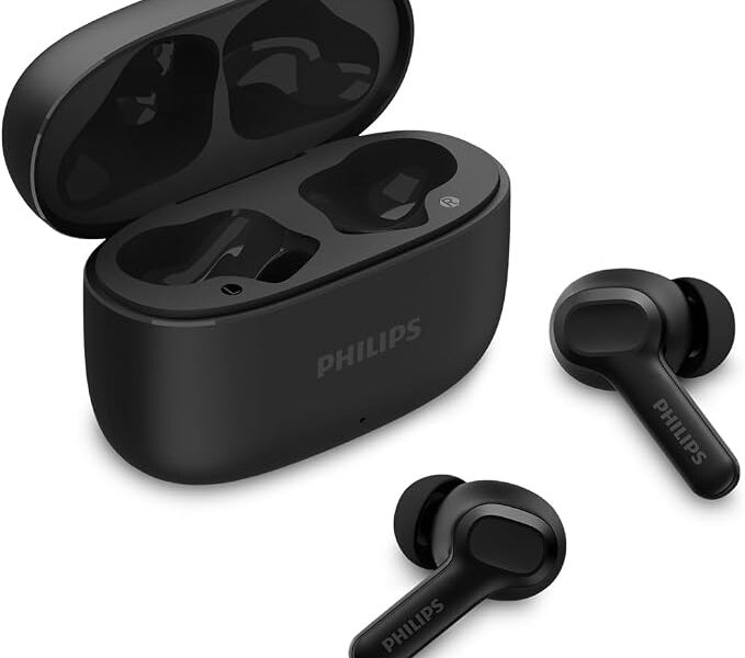 PHILIPS, Fone de Ouvido Sem Fio TWS, TAT1109BK/00, Bluetooth, Com Microfone, Até 24 horas de bateria, Preto