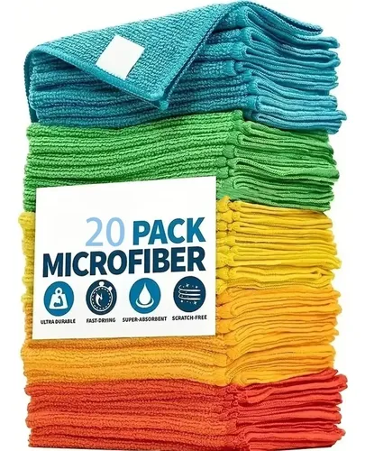 Pano De Limpeza Doméstica De Microfibra 20 Peças 25×25 Cm