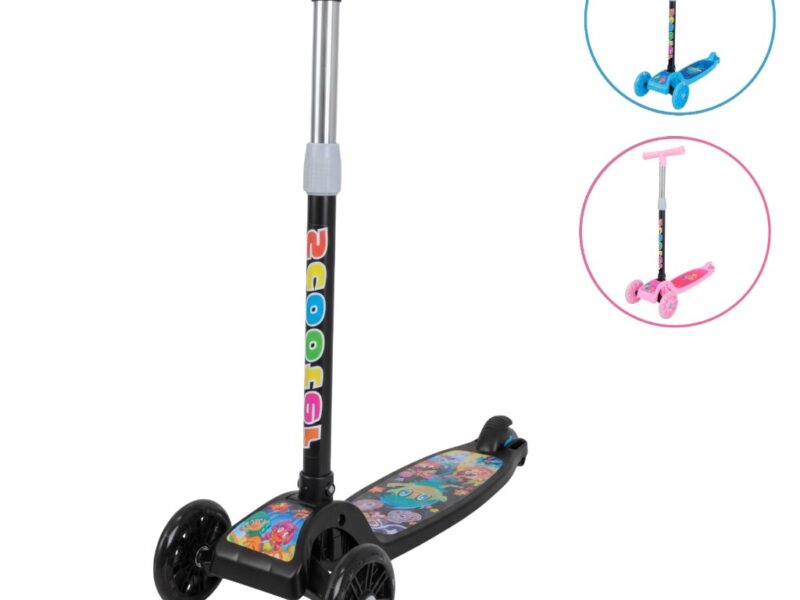 Patinete infantil 3 rodas com led ajustável scooter dobrável menino menina