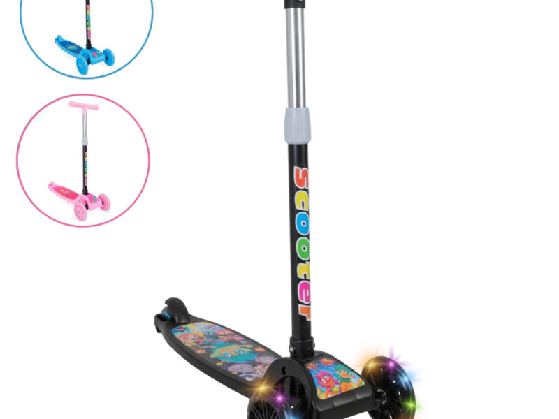 Patinete infantil 3 rodas com led luzes dobrável ajustável menino menina