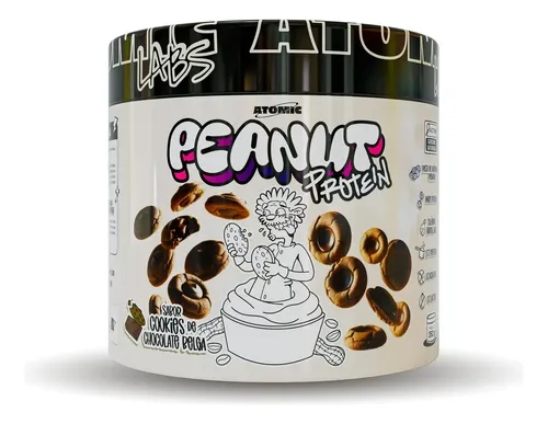 Peanut Protein 350g Atomic Labs – Sabor Cookies de Chocolate Belga – Pasta de Amendoim com Whey Protein e Colágeno Hidrolisado