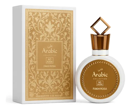 Perfume Árabe Feminino Fakh Rosa Arabic Collection 25ml Cheiro De Grife Linha Premium Perfuma, Fixa E Projeta Muito Longa Duração Original C/ Nota