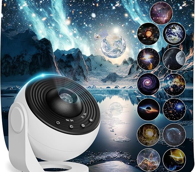 Projetor de planetário para quarto, projetor de estrela 12 em 1, luz de galáxia, luz noturna nebulosa, projetor Via Láctea com temporizador, lâmpada espacial de LED para decoração de quarto para na Link por R$ 217,30