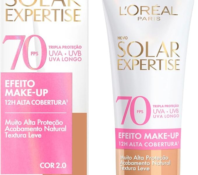 Protetor Solar Facial com Cor FPS 70 Alta Cobertura – L’Oréal Paris Solar Expertise Efeito Make Up – Cor 2.0 30g