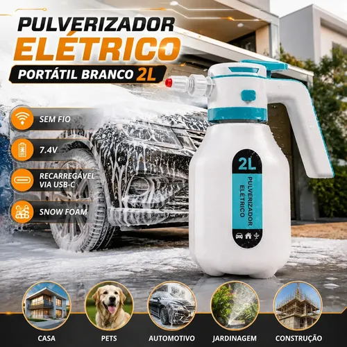 Pulverizador Elétrico Borrifador Portátil Alta Pressão Para Lavagem Automotivo E Limpeza Doméstica Detalhamento Jardim Uso Geral Cor Branco
