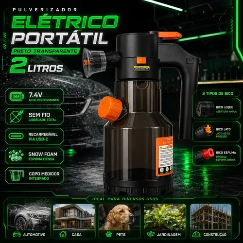 Pulverizador Elétrico Snow Foam Profissional p/ Limpeza Automotiva e Casa