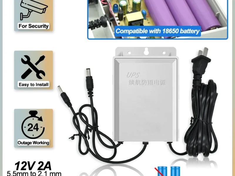 Saída dupla de 12 V/9 V/5 V, monitorização de energia UPS, fonte de alimentação com resistência a falhas de energia, sistema de alimentação para câmaras IP exteriores sem bateria