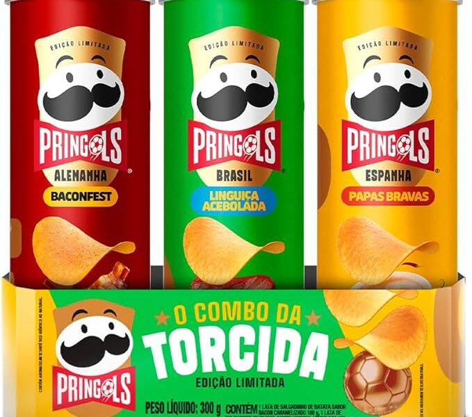 Salgadinho Batata Frita Pringles Tripack Especial Festa do Futebol