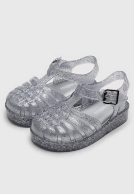 Sandália Mini Melissa Infantil Possession Shiny B Prata