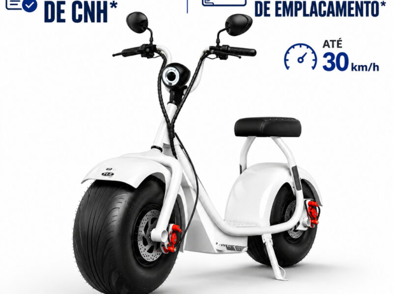 Scooter Eletrica Moto S/CNH TUI Pop Branco 1000W Bivolt LED Bateria de 60V