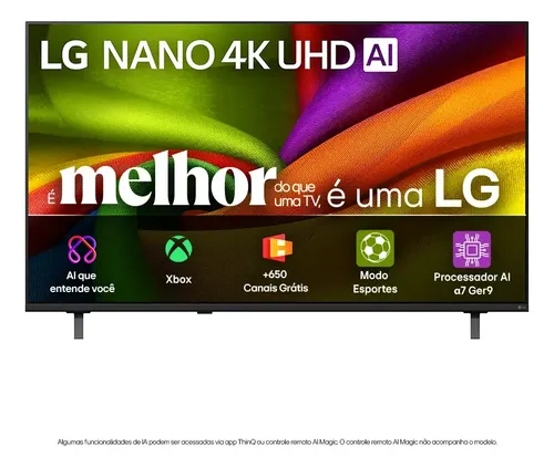 Smart TV 4K 50" LG NANO UHD AI NU850 2026 Processador α7 Ger9 HDR10 Xbox Bluetooth Wi-Fi AI Search Google Gemini webOS 26 – 50NU850BPSA