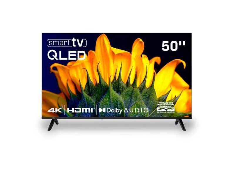 Smart TV HQ QLED 50 Polegadas HQ-QLED50SM 4K Wi-Fi Bluetooth, Dolby Audio, Apps, Netflix, YouTube e Prime Video, 3 HDMI
