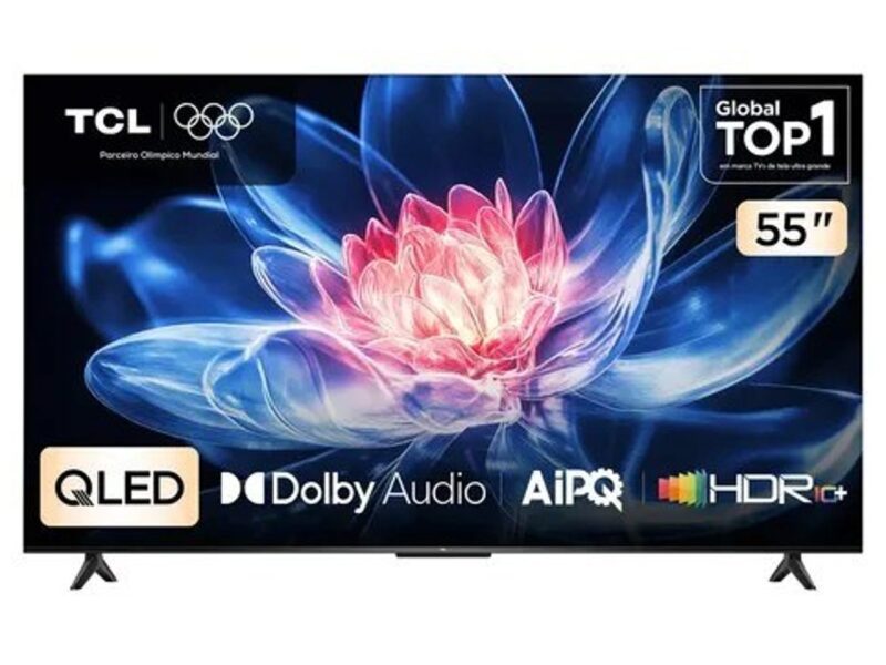 Smart TV TCL 55 Polegadas QLED 4K T6C WiFi Bluetooth Google TV Tela HVA e HDR10+ 55T6C