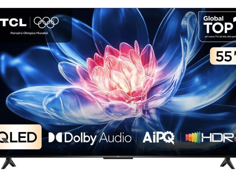 Smart TV TCL 55 Polegadas QLED 4K T6C WiFi Bluetooth Google TV Tela HVA e HDR10+ 55T6C