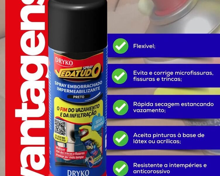 Spray Vedatudo 400ml Impermeabilizante Emborrachado Dryko