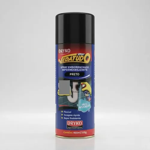 Spray Vedatudo Vazamentos De Agua Reparo Telha Laje Calha Preto 400ml